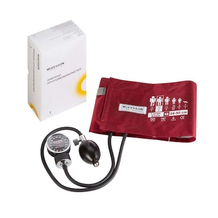 Mckesson Aneroid Sphygmomanometer W/Cuff 2-Tube Pocket-Size Adult Large Cuff Burgundy 20PK 01-720-12XBDGM